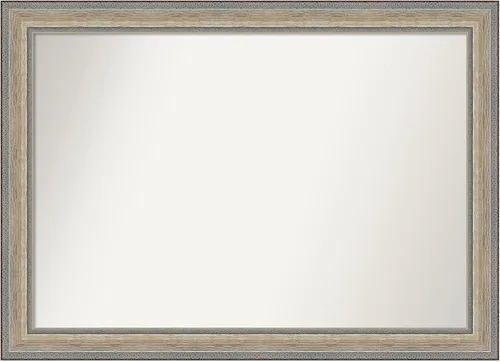 Vista 34 de Amanti Art Espejo de baño plateado para sobre el fregadero, 28 x 37 pulgadas, elegante espejo rectangular de peltre cepillado, marco de madera