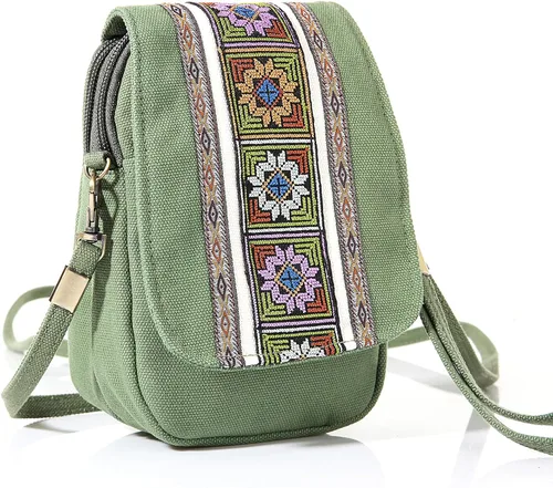 Vista 2 de Goodhan Bolsa cruzada de lona bordada para teléfono celular, monedero para mujer