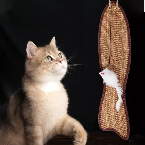 Vista 4 de Mipcase Alfombrilla protectora de sisal colgante con forma de pez para gatos de 20.67 pulgadas, afilado de garras de muebles y funda de sofá