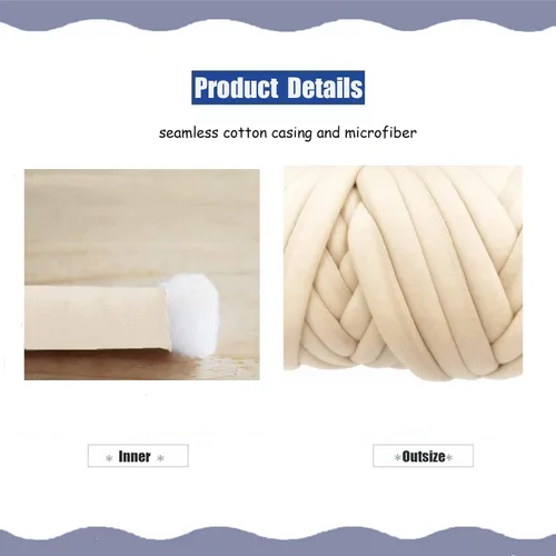 Vista 2 de Hilo para tejer con los brazos para hilo grueso, ganchillo tubular gigante para hacer mantas DIY, tejido a mano con nudos trenzados, manta lavable