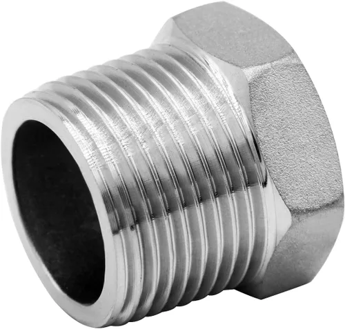 Vista 4 de Adaptador de acero inoxidable de 1 pulgada macho NPT a 1/2" hembra NPT reductor hexagonal buje adaptador de montaje de tubería (paquete de 5)