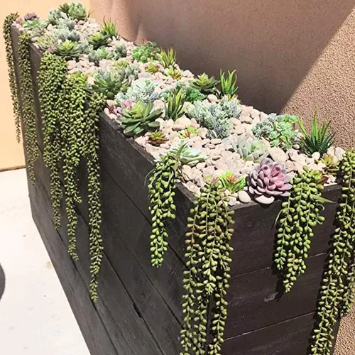 Vista 4 de 6 piezas artificiales de cadena de perlas falsas, plantas suculentas colgantes falsas (6, verde)