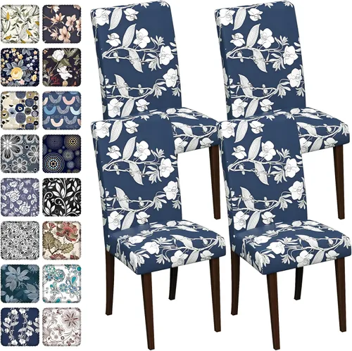 Vista 76 de Fundas para sillas de comedor CoSofSLIP, juego de 2, fundas estampadas elásticas antideslizantes, fundas extraíbles y lavables para sillas