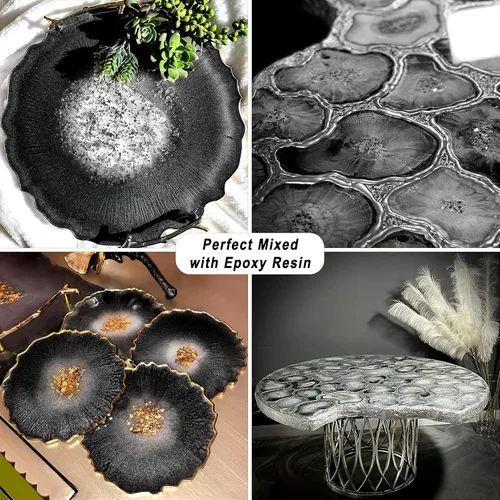 Vista 7 de Pigmento en polvo de mica negra (3.53 onzas), polvo de mica metálica de grado cosmético para resina epoxi, brillo de labios, jabón, fabricación