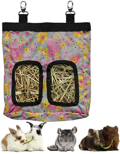 Vista 22 de RIOUSSI Comedero de heno para conejillos de indias, bolsa de alimentación Azul (Blueflower)