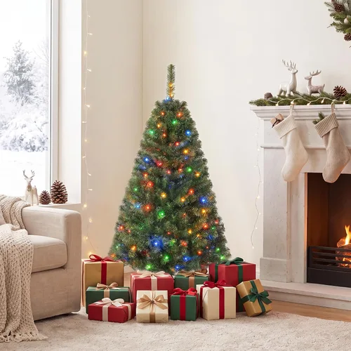 Vista 2 de HAPPYGRILL Árbol de Navidad artificial preiluminado de 4 pies con 296