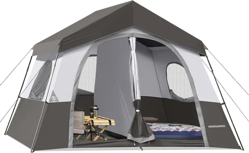 Vista 11 de HIKERGARDEN - Tienda de campaña para 6 a 8 personas, tienda de campaña familiar portátil para campamento, tienda de campaña de tela resistente al
