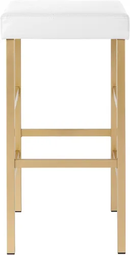 Vista 4 de OSP Home Furnishings Taburete sin respaldo con marco dorado, 30 pulgadas, blanco