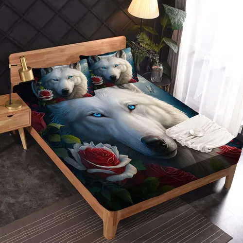 Vista 21 de Juego de sábanas de tamaño King, sábanas de conejo, sábanas de microfibra y fundas de almohada de 4 piezas, juego de sábanas con estampado colorido