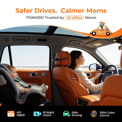 Vista 2 de Itomoro Espejo de coche para bebé, cámara de coche para asiento trasero con pantalla de función de visión nocturna HD, soporte de ventosa