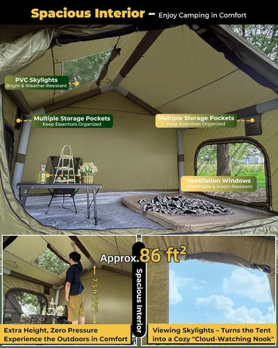 Vista 4 de Tienda de campaña inflable, diseño de lujo de Glamping con tragaluz, tela de Oxford
