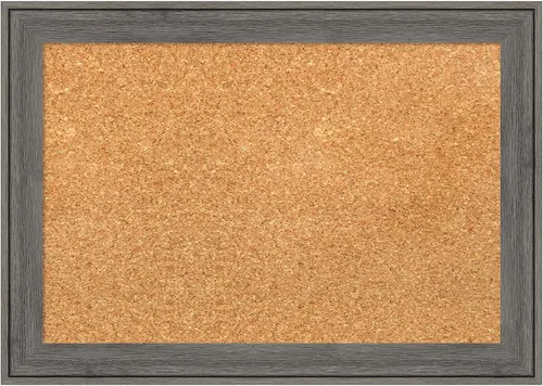Vista 23 de Amanti Art Natural Cork Board for Wall, 18x24 Vision Board with Grey Wood Frame, Small Corkboard Office Decor for Home Organization, Country Rustic
