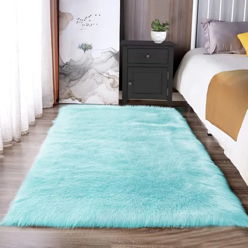 Vista 74 de Latepis - Alfombra rectangular de piel sintética tipo lana de oveja suave y esponjosa de estilo bohemio para sala de estar, dormitorio y residencias
