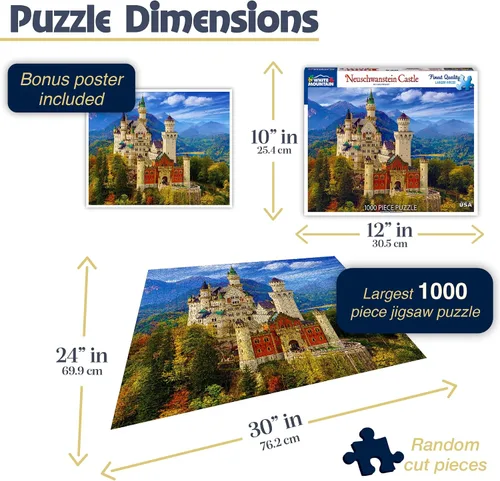 Vista 2 de White Mountain Puzzles Neuschwanstein Castle - Rompecabezas de 1000 piezas, 144 meses a 1188 meses