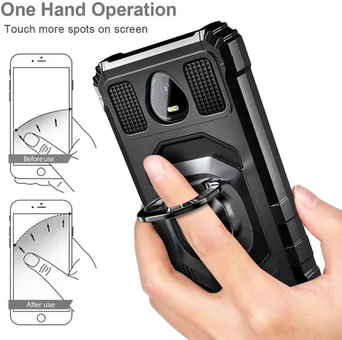 Vista 6 de Funda diseñada para Schok Volt SV55 con protector de pantalla [vidrio templado], funda protectora a prueba de golpes [grado militar] con soporte