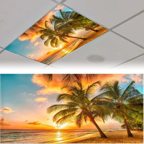 Vista 8 de Sunnyhut 2 cubiertas de luz fluorescente para luces de techo, cubierta magnética de árboles verdes para lámparas fluorescentes o LED