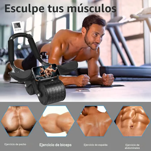 Vista 7 de 2026 Upgraded Ab Roller Wheel with Knee Mat &Timer - Automatic Rebound Abdominal Wheel with Elbow Support, Abs Workout Equipment for Core Strength