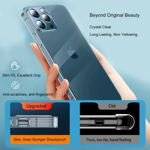 Vista 2 de ZEZHOU Funda transparente compatible con iPhone 11 Pro Max cubierta para cámara, sin amarillo, borde galvanizado, carcasa interior de silicona a