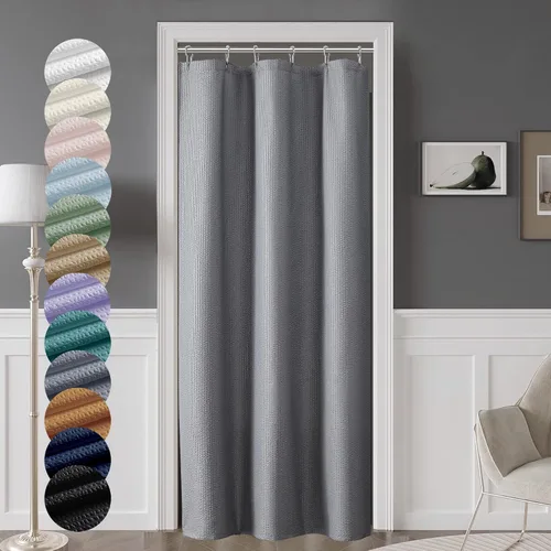 Vista 48 de OVZME Cortina de ducha de tela Berry Stall de 36 x 72 pulgadas, suave y gofre, pequeña cortina de ducha negra para baño con textura para un