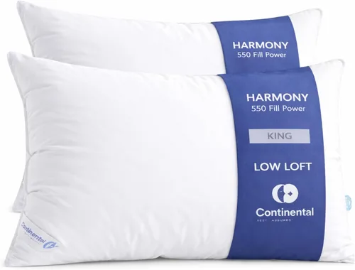 Vista 22 de Continental Bedding Harmony White Goose Down Pillow 550 Fill Power Medium Loft 100% algodón 300 hilos Shell tamaño estándar 1 paquete fabricado