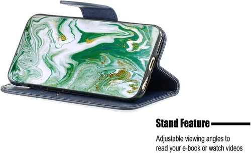 Vista 2 de jioeuinly Case for Kalley Element 5 Plus Case Compatible with Kalley Element 5 Plus Phone Case Cover Flip Stand Cover PU Leather YZW Wallet Case Blue