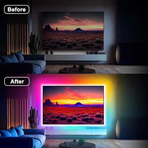 Vista 2 de Daymeet Tira de luces LED RGB de 9.84 pies para TV de 32 a 43 pulgadas, sincronización de música Dreamcolor, cambio de color, control remoto por