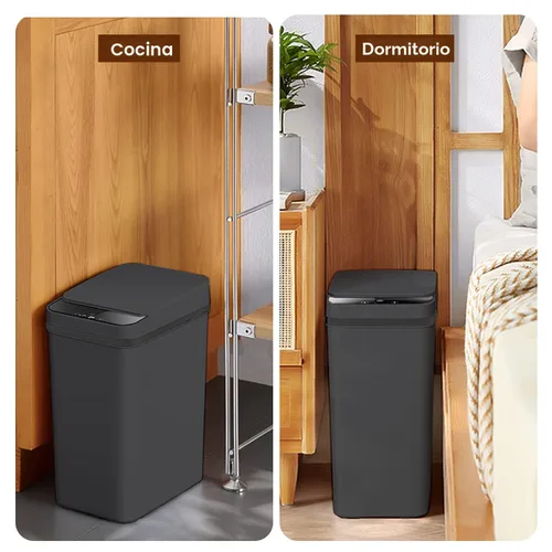 Vista 6 de Yatmung - Cubo de basura sin contacto para baño, cubo de basura inteligente de 2.5 galones con sensor de movimiento, papelera delgada con tapa