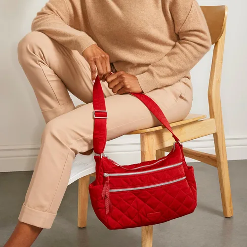Vista 7 de Bolso tipo cartera de sarga con triple cremallera para mujer