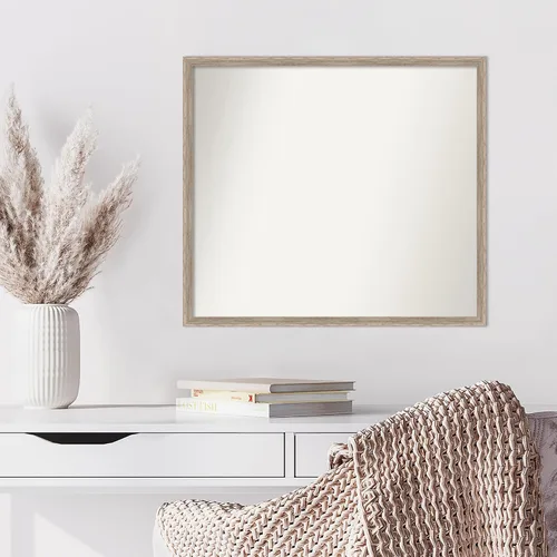 Vista 5 de Amanti Art Espejo de baño blanco para sobre el fregadero, 24 x 27 pulgadas, espejo de tocador rectangular con cuña de madera dura, marco de madera
