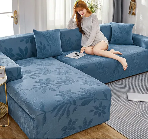 Vista 22 de IMYOGI Fundas de sofá de alta elasticidad con estilo en forma de L, fundas de sofá de color sólido, tela jacquard, lavable a máquina, protector