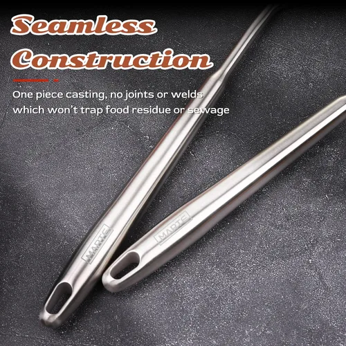 Vista 7 de Skimmer - Cuchara ranurada de acero inoxidable 304 de 16.5 pulgadas para pasta y araña, cuchara para cocinar y freír, cuchara coladora de metal
