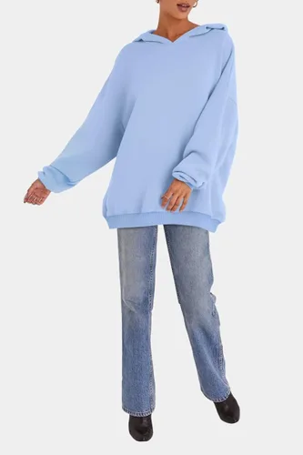 Vista 4 de EFAN Sudaderas con capucha de forro polar de gran tamaño para mujer, estilo casual, de manga larga, sueltas, ligeras, ropa de otoño e invierno