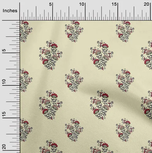 Vista 6 de Tela de poliéster oneOone de micro malla con hojas y estampado de bloques florales por Yardtwoinch de ancho