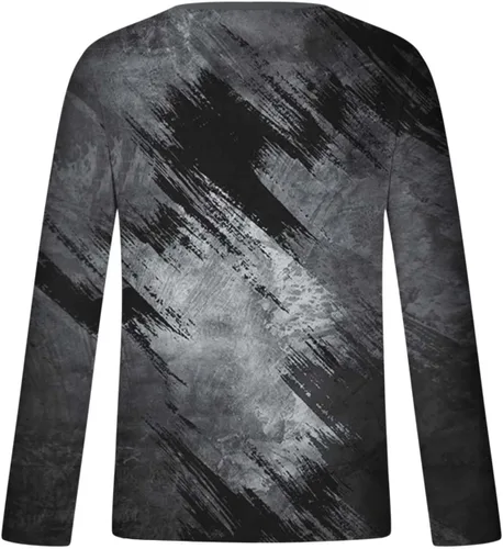 Vista 4 de Muscularfit Camiseta de manga larga para hombre, casual, teñido anudado, cuello redondo, holgada, para gimnasio, entrenamiento, camisetas gráficas a