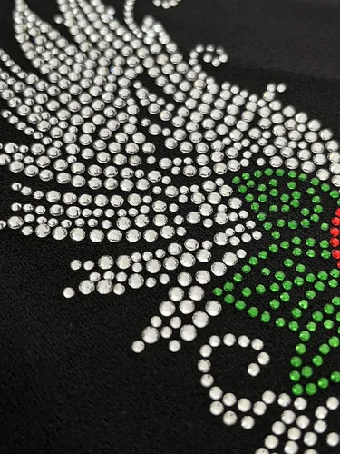 Vista 8 de Diseño de diamantes de imitación termoadhesivos con diseño de alas de ángel y rosas para transferencias de calor para camisas