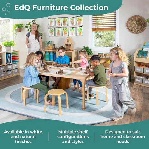 Vista 9 de Guidecraft EdQ - Almacenamiento abierto de tres estantes naturales con 3 contenedores de tela: estanterías de madera para niños y organizador