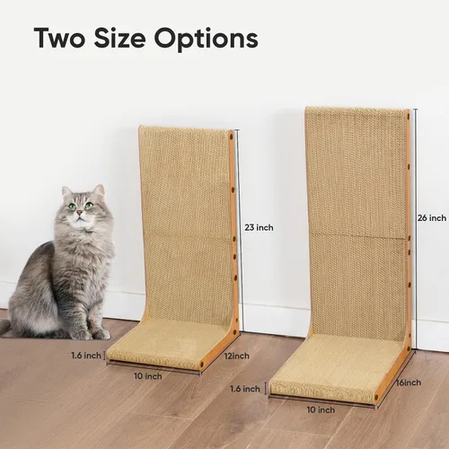 Vista 4 de Rascador para gatos, almohadilla rascador de gatos en forma de L de 23 pulgadas para gatos de interior, rascador de cartón sostenible duradero