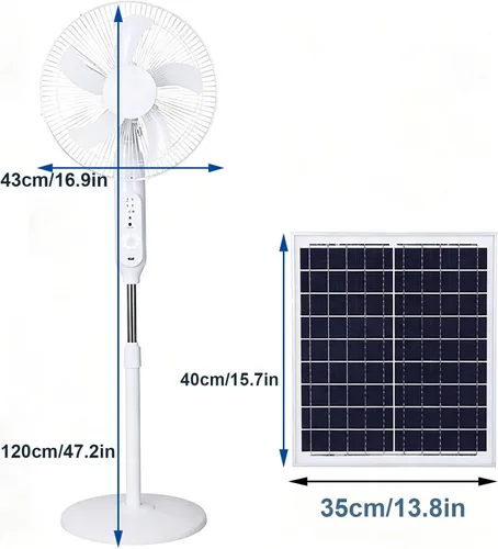 Vista 2 de Ventilador de pedestal accionado solar de 16 pulgadas, cuenta con una