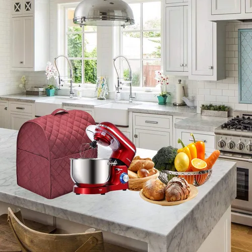 Vista 5 de Cubierta antipolvo para batidora de pie con 3 bolsillos compatible con cabezal inclinable KitchenAid, fácil limpieza, puede irritable
