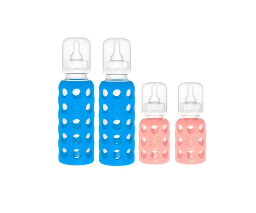 Vista 44 de Lifefactory Biberón de vidrio sin BPA Funda protectora de silicona Paquete de 2 de 4 onzas melón, plátano