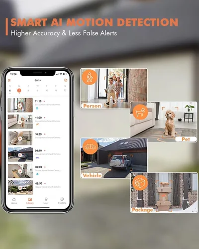 Vista 3 de Dzees Cámara de seguridad inalámbrica para exteriores - Actualización 2K 3MP batería WiFi cámara exterior inalámbrica, foco, sirena, detección