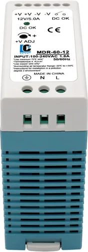 Vista 8 de Carril DIN DC 12V Fuente de alimentación conmutada MDR 60W (entrada: 100-240VAC, salida: 12VDC, 50/60HZ) Convertidor de interruptor (12V 5A)