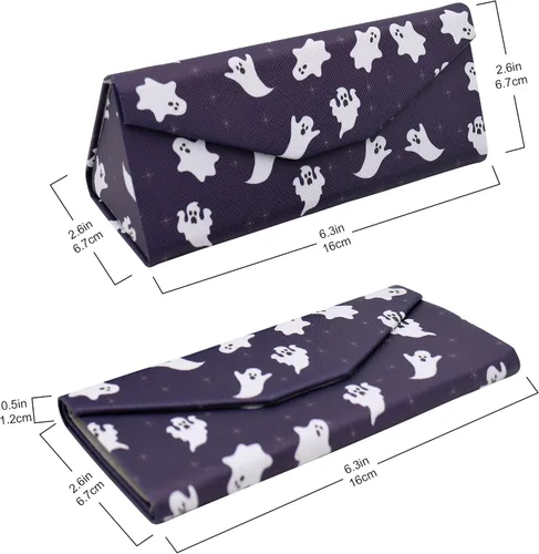 Vista 2 de REAL SIC Estuche rígido plegable magnético para todos los vidrios de HalloweenHorrorOculto de cuero ecológico