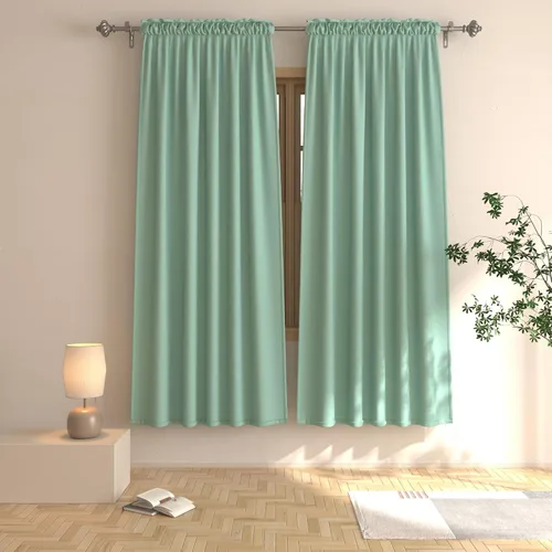Vista 35 de UPOPO Cortinas beige de 45 pulgadas de largo para oscurecer la habitación, paneles de cortina para ventana, bolsillo para cortinero, cortinas