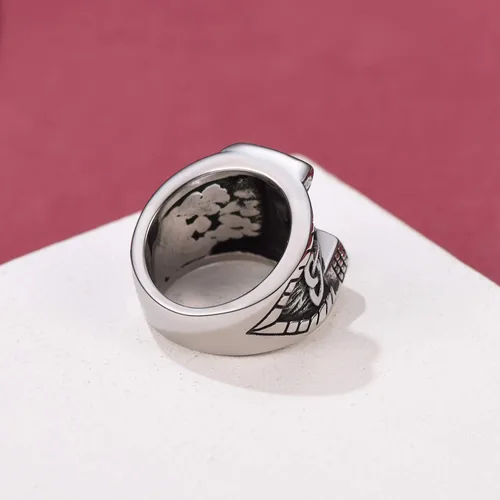Vista 8 de FaithHeart Norse Viking Jewelry - Anillo de acero inoxidable de guerrero para hombre con diseño vikingo de cabeza de lobomartillo de Thor