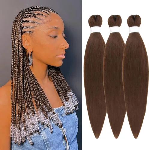 Vista 71 de Pelo corto negro trenzado preestirado de 14 pulgadas para trenzas sin nudos, pelo sintético 1B trenzado para trenzas Bob Box