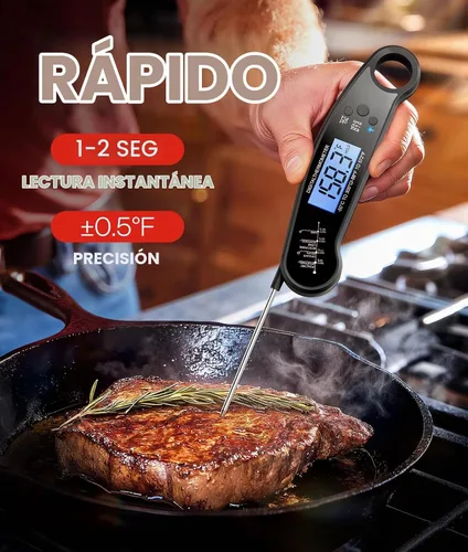 Vista 2 de Termómetro digital para carne, lectura instantánea de 1-2 segundos Negro