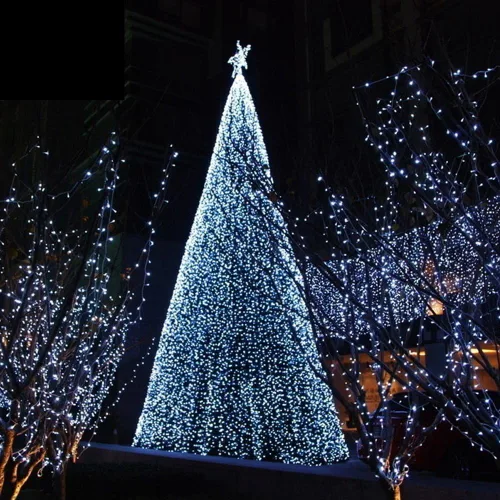Vista 6 de Serie de luces brillantes de 33 pies, 100 focos LED con controlador para árbol de Navidad, jardín, patio, multi-cable color blanco o multicolor