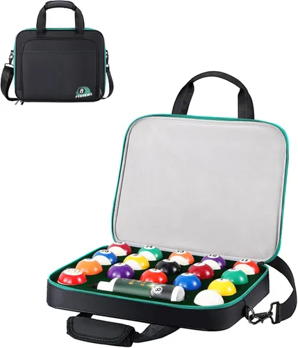Vista 9 de Billiard Carrying Bag Fit 17 or 12 2-1/4'' Billiards Ball Set Padded Pool Ball Case, Carry Handle and Shoulder Strap, Pool Ball Holder for