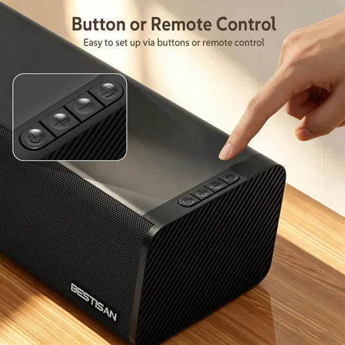 Vista 11 de Barra de sonido, BESTISAN Barra de sonido de 50 vatios con HDMI, óptico, AUX, USB, salida de subgraves y conexión Bluetooth, DSP, bajo ajustable, 16